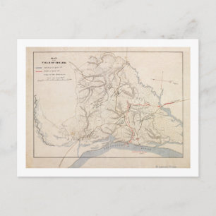 Cartão Postal Batalha de Shiloh - Mapa Panorâmico da Guerra Civi