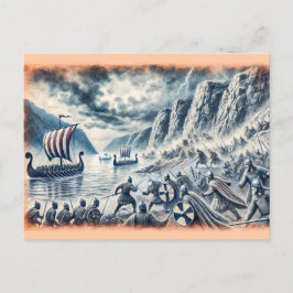 Cartão Postal Batalha de Stiklestad em Pastel Chalk Drawing