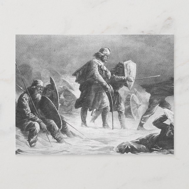 Cartão Postal Batalha de Viking por Knud Bergslien (Frente)