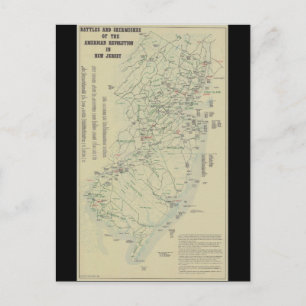 Cartão Postal Batalhas da Guerra Revolucionária no Mapa de Nova