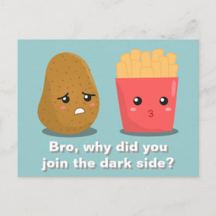 Cartão Postal Batata Kawaii e Batata Frita e o Lado Negro