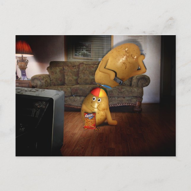 Cartão Postal Batatas com o pai dormindo no sofá (Frente)