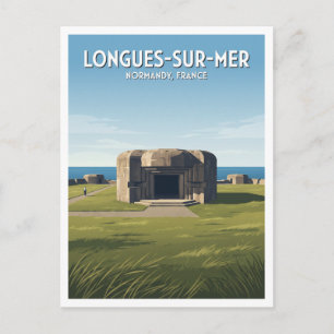 Cartão Postal Bateria Longues-sur-Mer Bayeux França Viagem