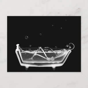 Cartão Postal Bath Tub X-Ray Skeleton Preto e Branco
