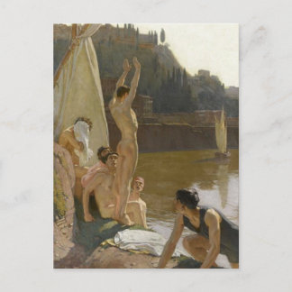 Cartão Postal Bathers no Tiber 1909