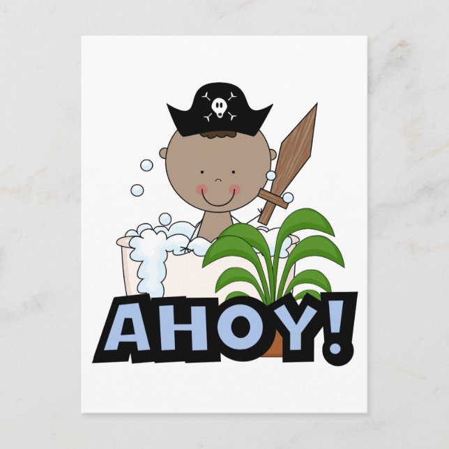Cartão Postal Bathtub Pirates - African American Boy (Frente)
