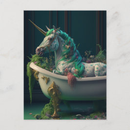 Cartão Postal Bathtub Unicorn
