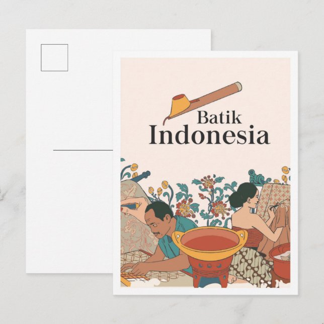 Cartão Postal Batik Java Indonesia Travel (Frente/Verso)