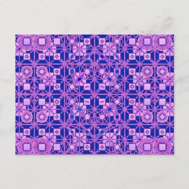 Cartão Postal Batik Tribal - tons de roxo (Frente)