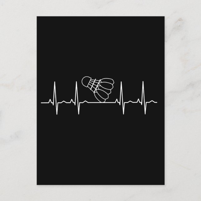 Cartão Postal Batimento Cardíaco de Badminton Racket (Frente)