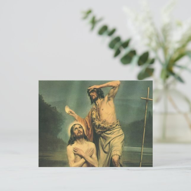 Cartão Postal Batismo de Jesus Cristo de João Batista (Em pé/Frente)