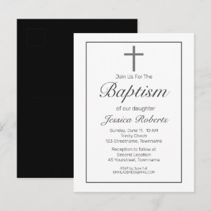 Cartão Postal Batismo Infantil Minimalista Moderno Simples Elega