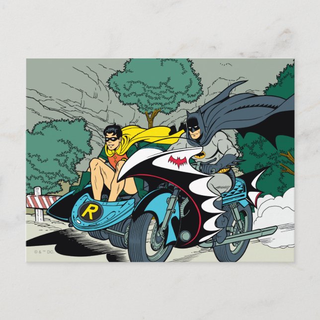 Cartão Postal Batman E Robin No Ciclo (Frente)