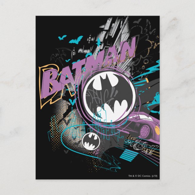Cartão Postal Batman Gotham Skyline Sketch (Frente)