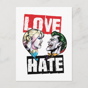Cartão Postal Batman   Harley Quinn & Joker Love/Hate
