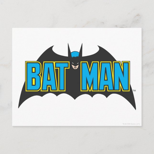 Cartão Postal Batman | Logotipo azul de vinheta (Frente)