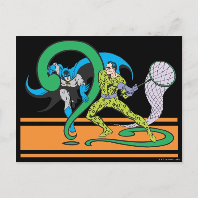 Cartão Postal Batman luta Riddler (Frente)