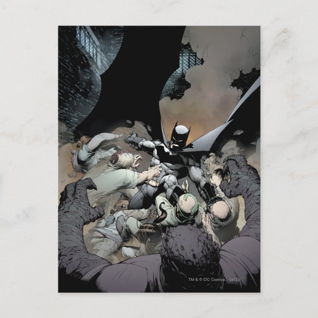 Cartão Postal Batman Lutando Contra Inimigos de Arch (Frente)