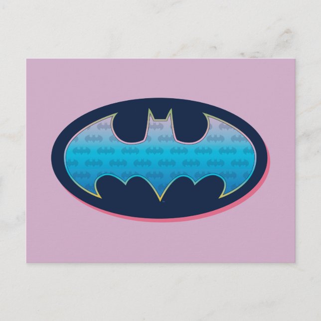 Cartão Postal Batman | Símbolo rosa e azul (Frente)