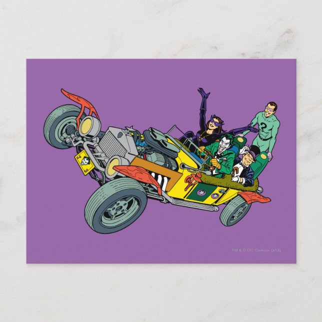 Cartão Postal Batman Villains Em Jokermobile (Frente)