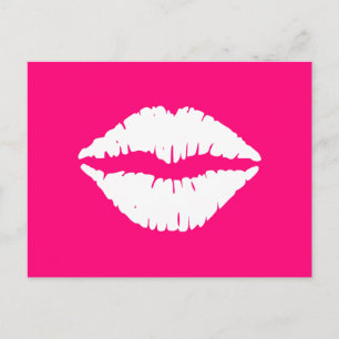Cartão Postal Batom Quente Rosa e Branco