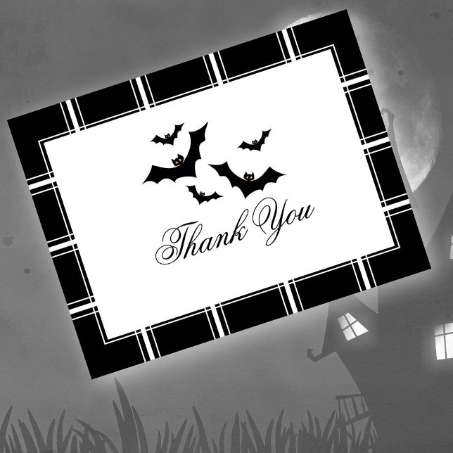 Cartão Postal Bats Halloween Obrigado Black (Criador carregado)