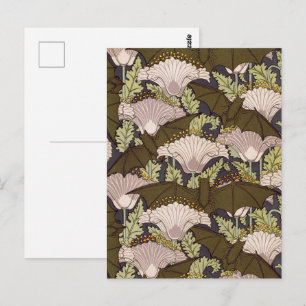 Cartão Postal Bats & Poppies,Animal & Floral Design Art Nouveau