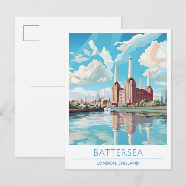 Cartão Postal Battersea London England Viagens vintage (Frente/Verso)