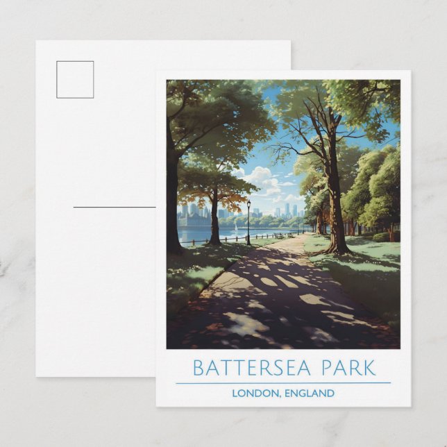 Cartão Postal Battersea Park London - Viagens vintage Inglaterra (Frente/Verso)
