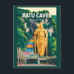 Cartão Postal Batu Caves Malaysia Illustration Travel Art Retro<br><div class="desc">Batu Caves retro vector travel design. Batu Caves, located just outside Kuala Lumpur, is a world-famous limestone hill featuring a series of Hindu cave temples and the towering golden statue of Lord Murugan.</div>