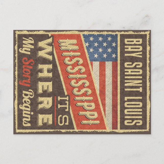 Cartão Postal Bay Santo Louis Mississippi (Frente)