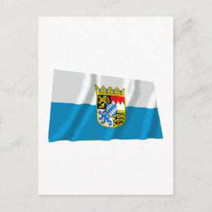 Cartão Postal Bayern / Bavaria Flag com Armas