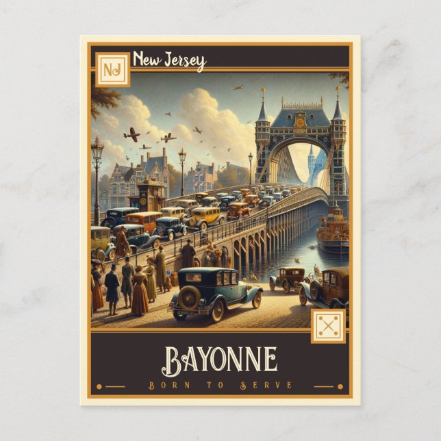 Cartão Postal Bayonne, Nova Jersey | Vintage (Frente)