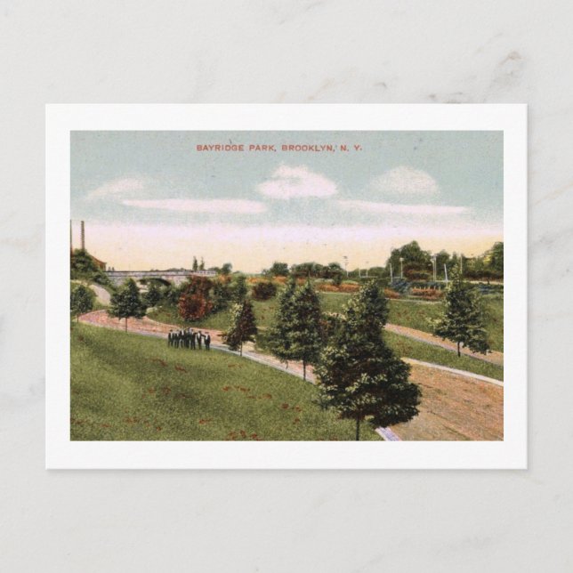 Cartão Postal Bayridge Park, Bay Ridge, Brooklyn Vintage (Frente)