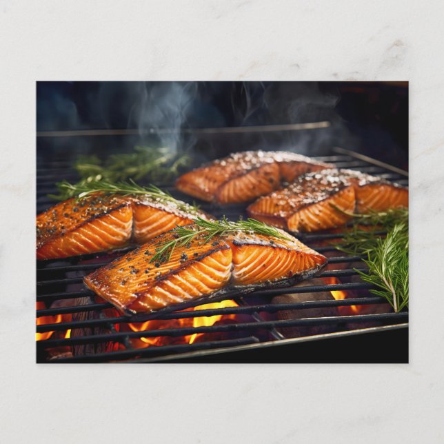 Cartão Postal BBQ Glazed Salmon fish (Frente)
