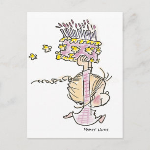 Cartão Postal BD-001 Birthday Girl Running