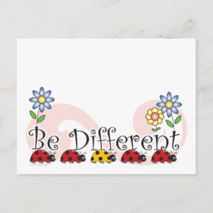 Cartão Postal Be Different Ladybugs with Flowers Postcard