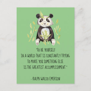 Cartão Postal Be Yourself Emerson Quote with Boho Panda