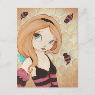 Cartão Postal Bea - Fada fantasiosa com abelhas