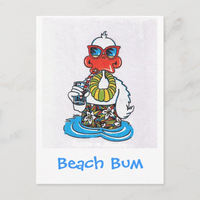 Cartão Postal Beach Bum Duck (Frente)
