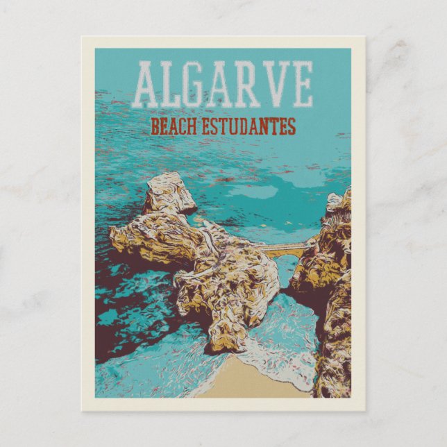 Cartão Postal Beach Estudantes, Lagos Algarve Portugal - Único (Frente)