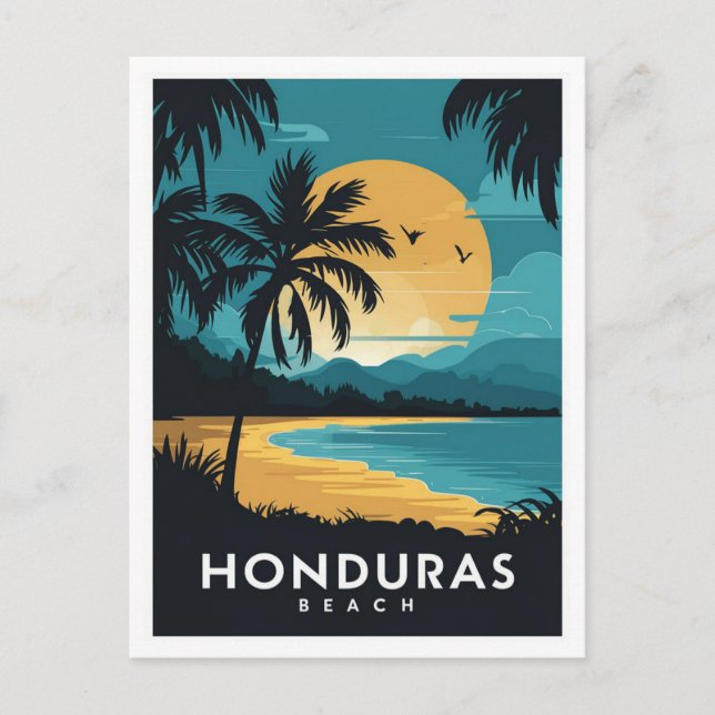 Cartão Postal Beach Honduras Retro Viagem (Frente)