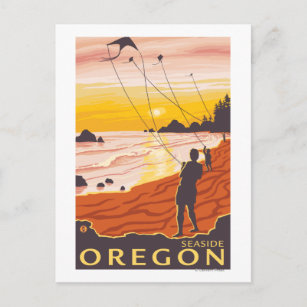 Cartão Postal Beach & Kites - Seaside, Oregon