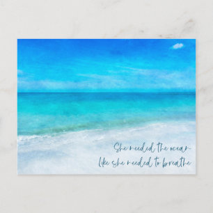 Cartão Postal Beach Quote Florida Tropical Teal Blue