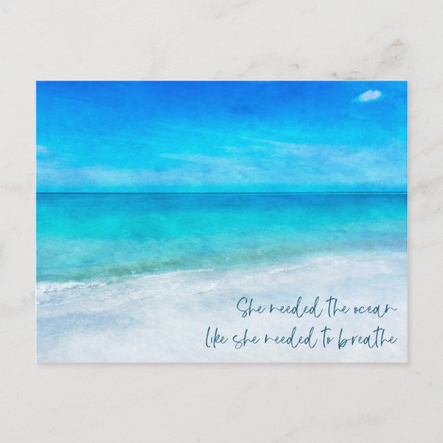 Cartão Postal Beach Quote Florida Tropical Teal Blue (Frente)