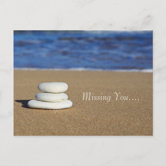 Cartão Postal Beach Rocks Misse You Postcard (Frente)