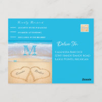Beach Wedding Hearts in the Sand RSVP
