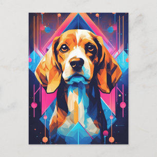 Cartão Postal Beagle Art Colorida