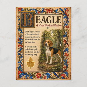 Cartão Postal Beagle, Arte do Bestiário Medieval