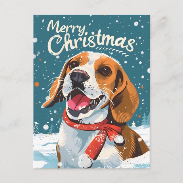 Cartão Postal Beagle Christmas (Frente)